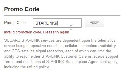 At least you are locked in for 7 years. . Subaru starlink promo code